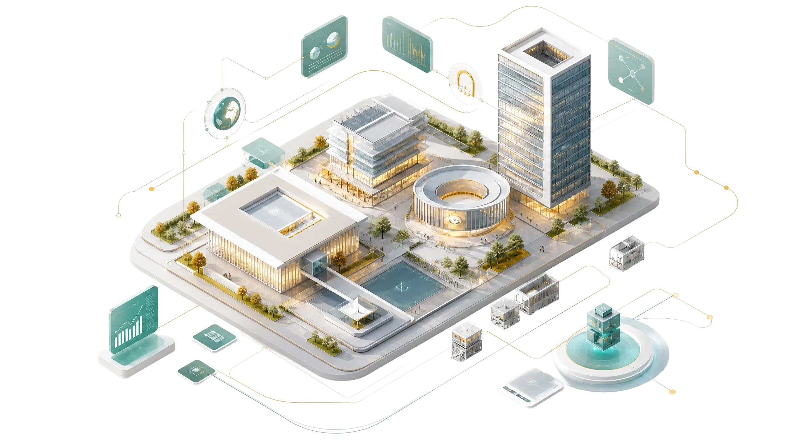 建筑产业AI产融平台概念示意图，非实景